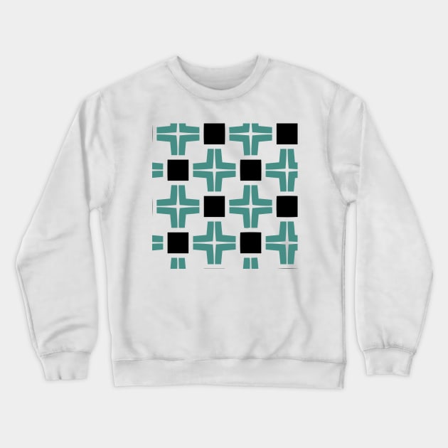 Vintage Style 60's New Jersey Deli Green Cross and Black Square pattern Crewneck Sweatshirt by pelagio